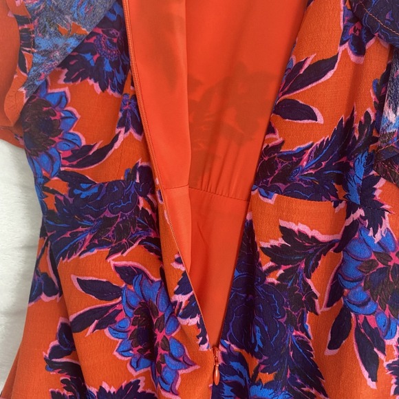 Lovers and Friends Golden Ray Maxi Dress Sz M Orange Blue Floral Wedding Date - Picture 6 of 9